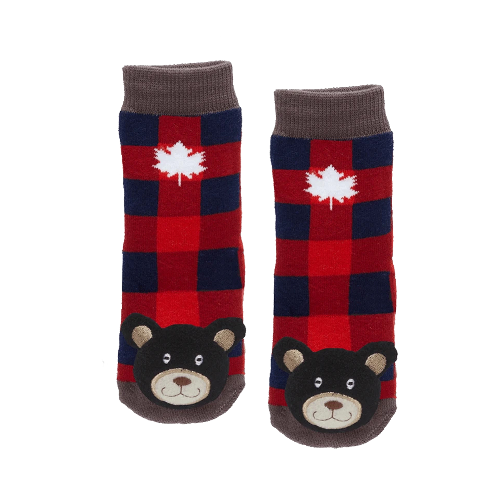 Plaid Black Bear Socks | Creative Threads